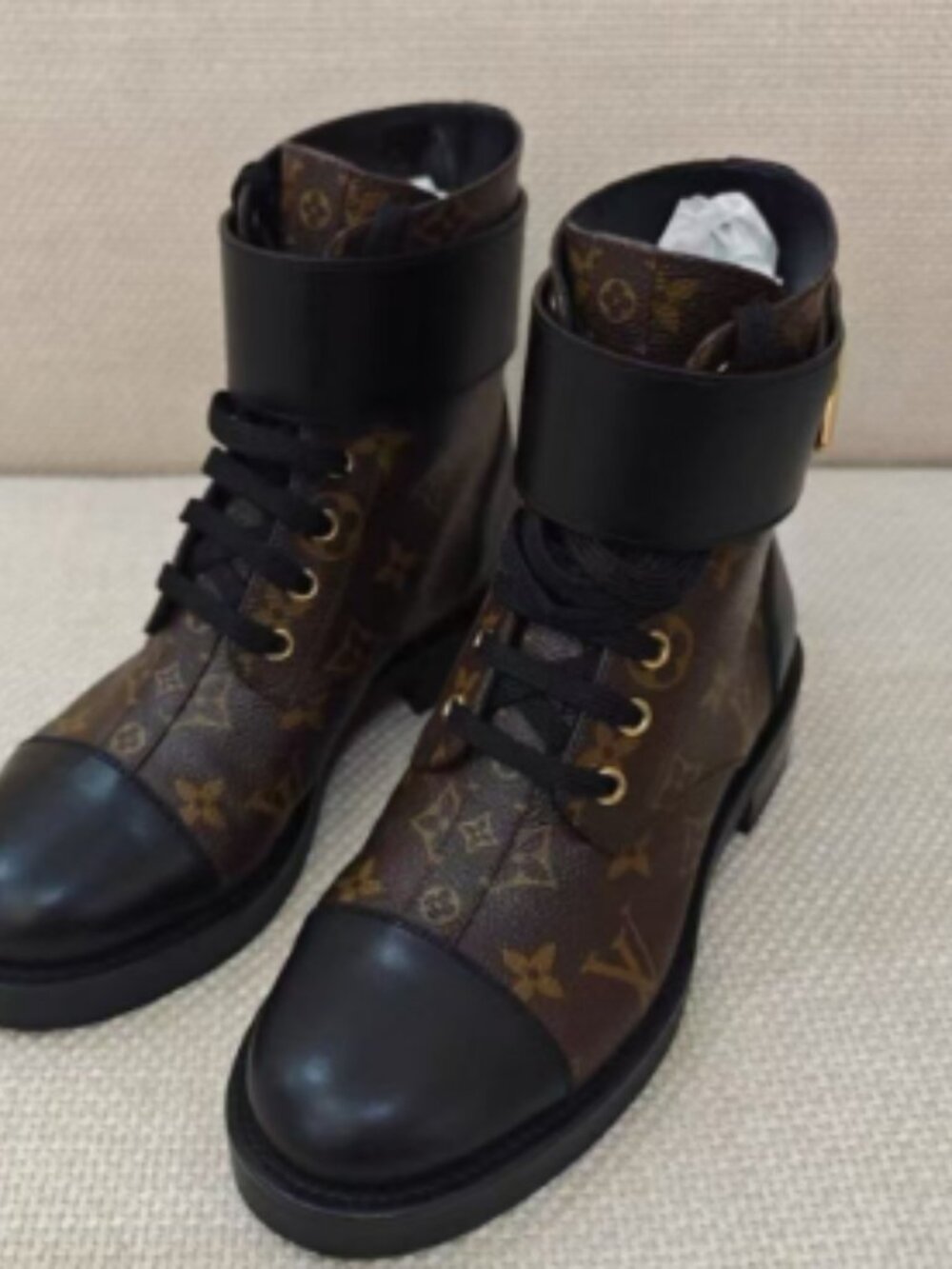 Louis Vuitton Monogram LV Twist Ankle Combat Boots